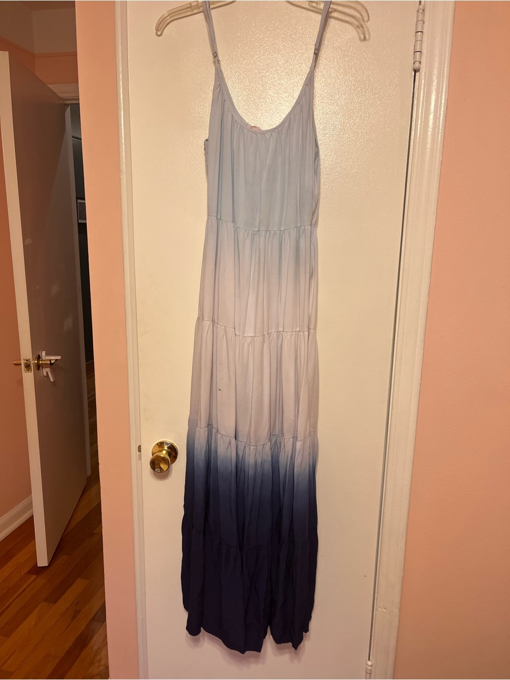 Sleeveless Ombre Maxi Dress in Light Blue to Navy
